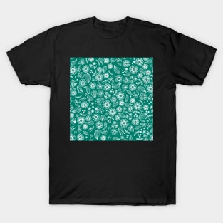 Floral Sketch Teal T-Shirt